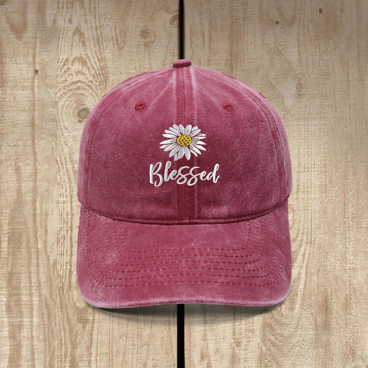 Christianartworkshop Chapeau classique décontracté brodé de fleurs de marguerite bénie - Vin - image 0