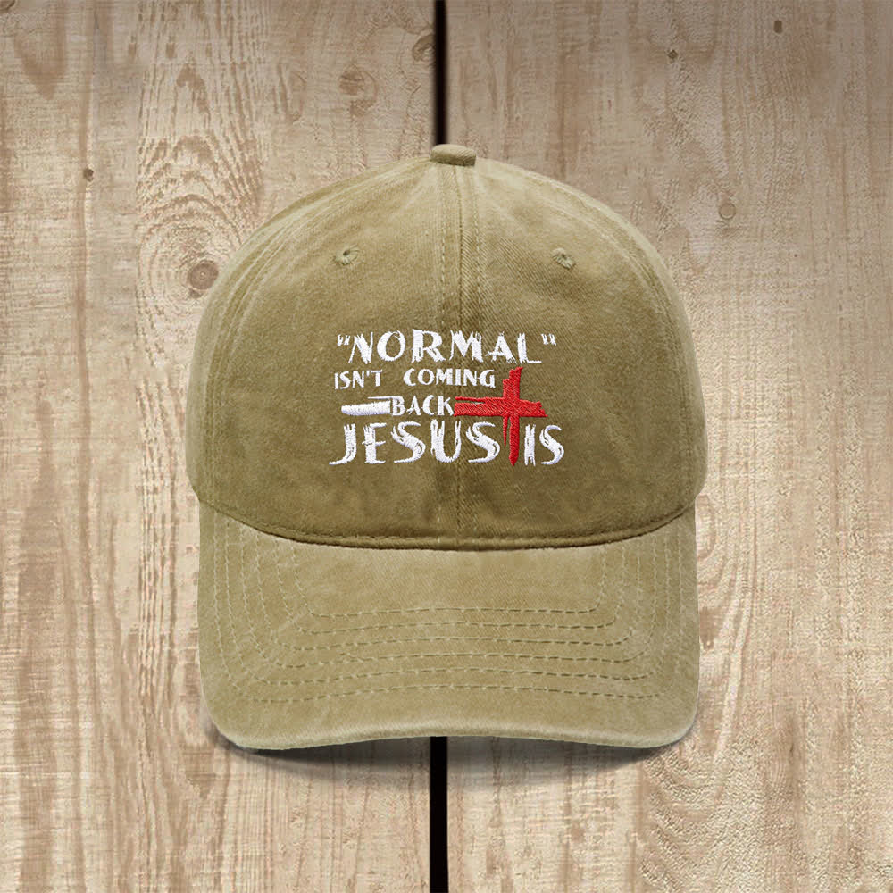 Christianartworkshop La normalité ne reviendra pas. Jésus est brodé en croix. Casquette classique décontractée. - Kaki - image 0