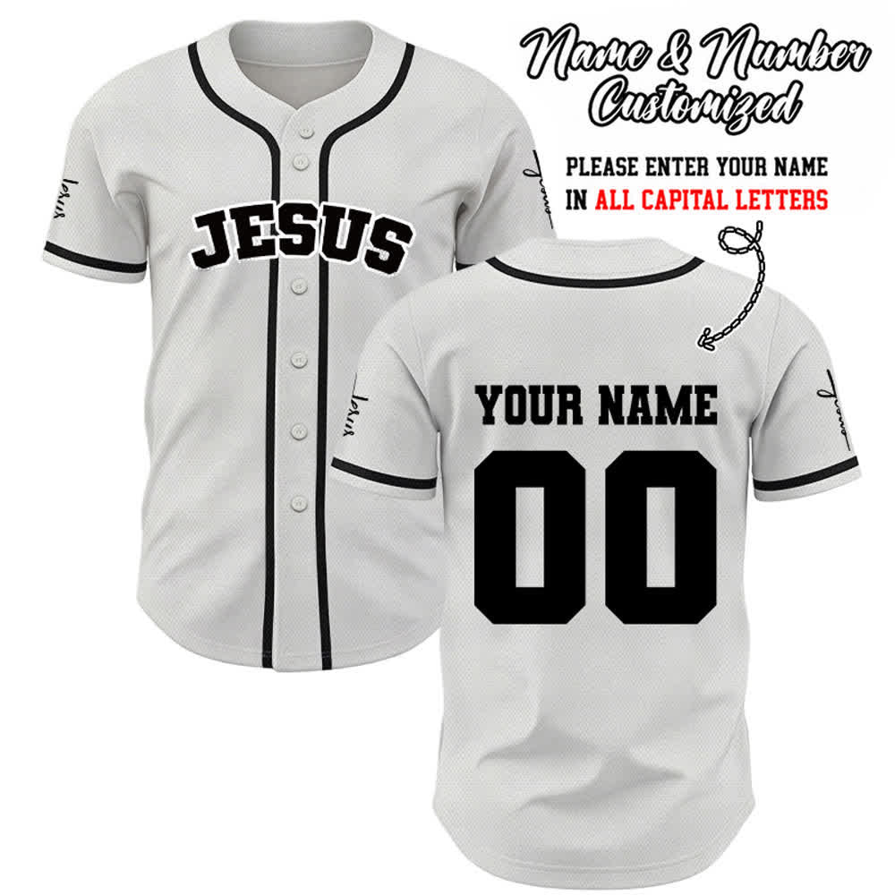 Christianartworkshop Maillot de baseball unisexe personnalisé classique Jésus - Blanc - 5XL - Nom & Numéro personnalisé - image 8