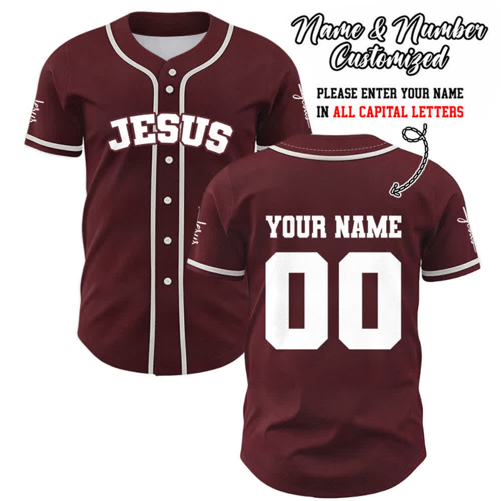 Christianartworkshop Maillot de baseball unisexe personnalisé classique Jésus - Vin - 5XL - Nom & Numéro personnalisé - image 24