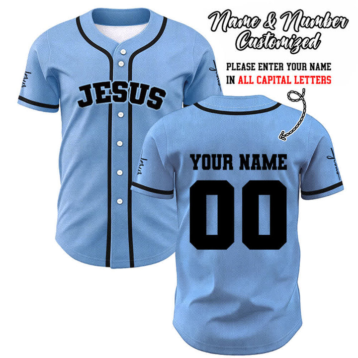 Christianartworkshop Maillot de baseball unisexe personnalisé classique Jésus - Bleu - 5XL - Nom & Numéro personnalisé - image 32