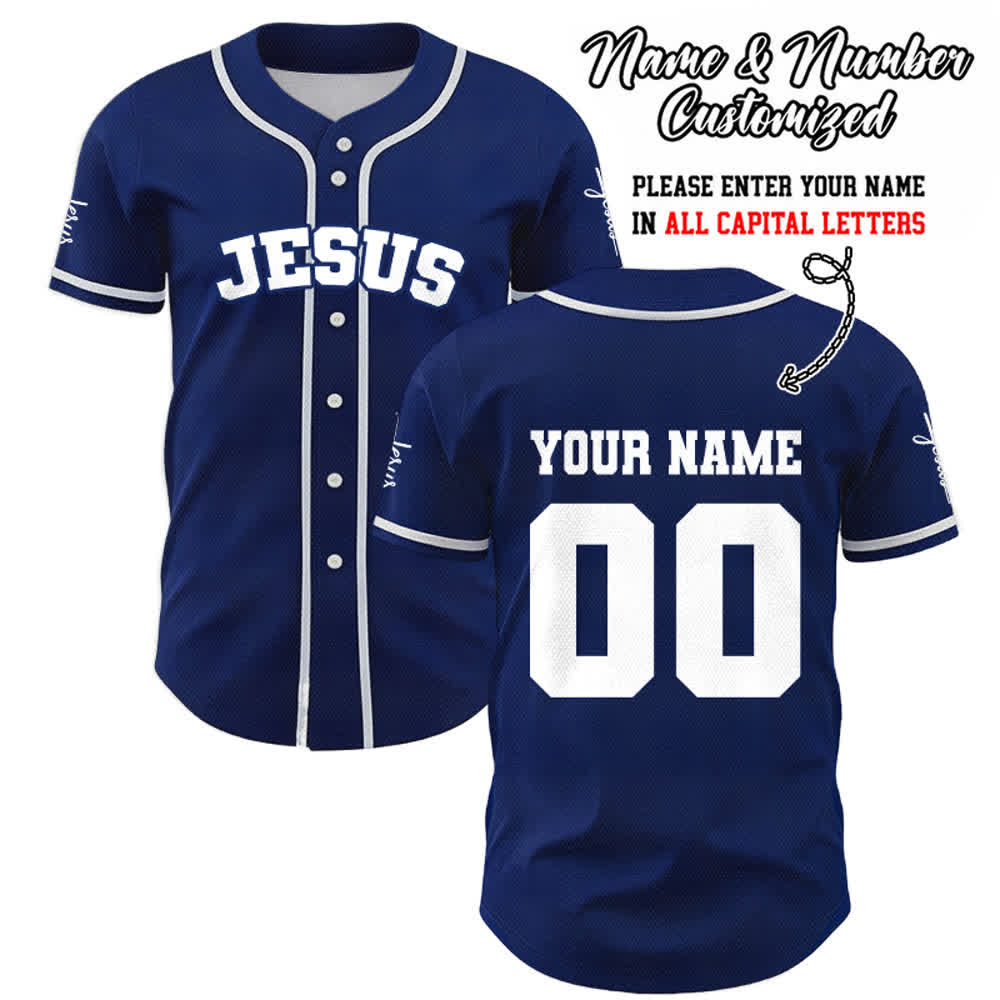 Christianartworkshop Maillot de baseball unisexe personnalisé classique Jésus - Bleu marine - 5XL - Nom & Numéro personnalisé - image 40