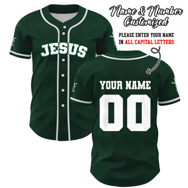 Christianartworkshop Maillot de baseball unisexe personnalisé classique Jésus - Vert - 5XL - Nom & Numéro personnalisé - image 48