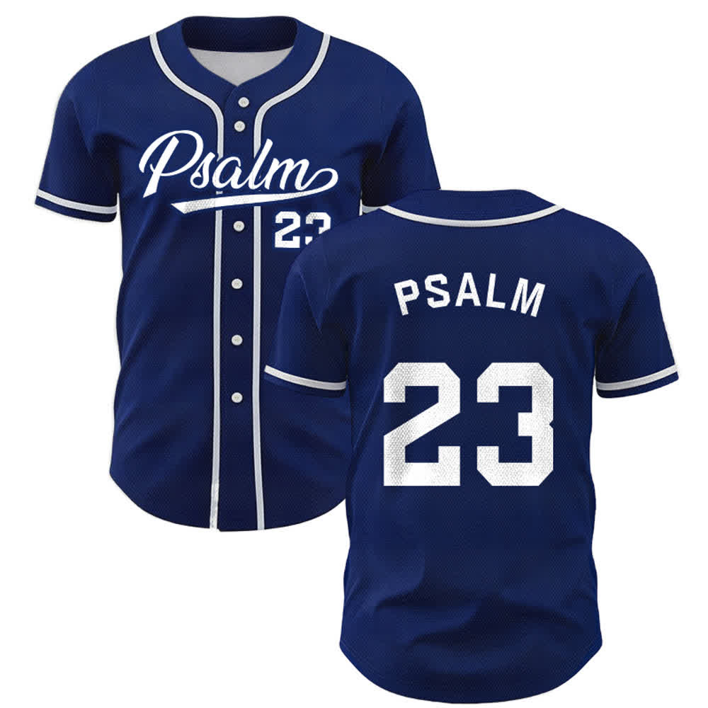 Maillot de baseball unisexe style rétro sport Christianartworkshop Psaume 23 - Bleu marine - 5XL - image 0