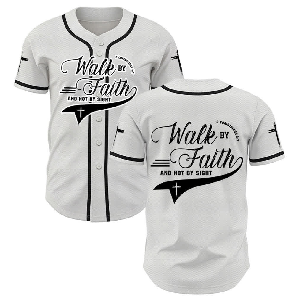 Christianartworkshop 2 Corinthiens 5:7 « Marchez par la foi et non par la vue » Maillot de baseball avec croix - Blanc - 5XL - image 7