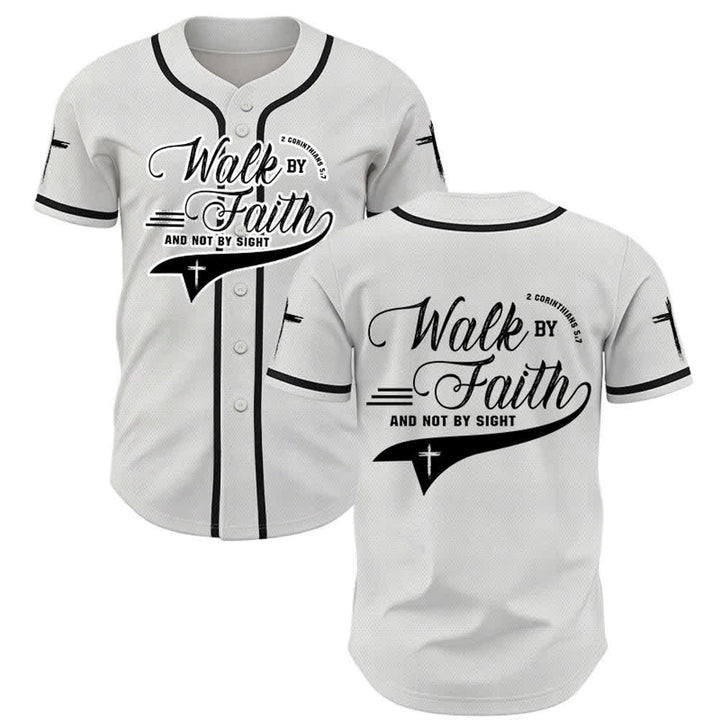 Christianartworkshop 2 Corinthiens 5:7 « Marchez par la foi et non par la vue » Maillot de baseball avec croix - Blanc - 5XL - image 7