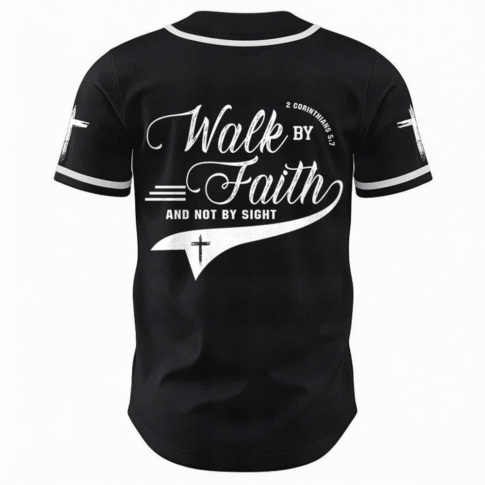 Christianartworkshop 2 Corinthiens 5:7 « Marchez par la foi et non par la vue » Maillot de baseball avec croix - image 16