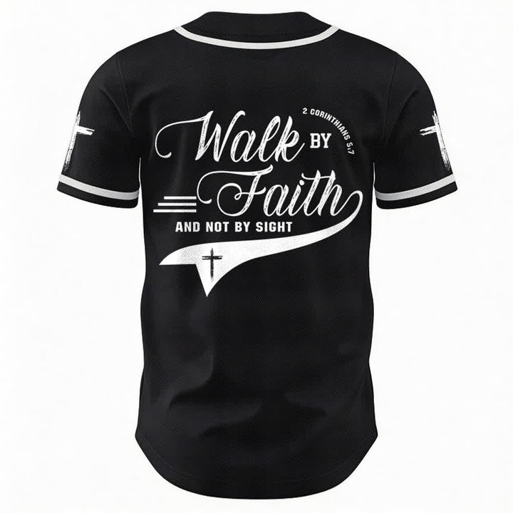 Christianartworkshop 2 Corinthiens 5:7 « Marchez par la foi et non par la vue » Maillot de baseball avec croix - image 16