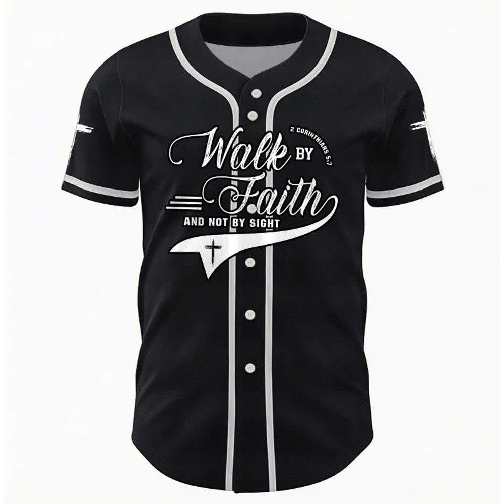 Christianartworkshop 2 Corinthiens 5:7 « Marchez par la foi et non par la vue » Maillot de baseball avec croix - image 15