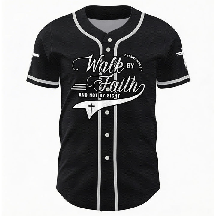 Christianartworkshop 2 Corinthiens 5:7 « Marchez par la foi et non par la vue » Maillot de baseball avec croix - image 15