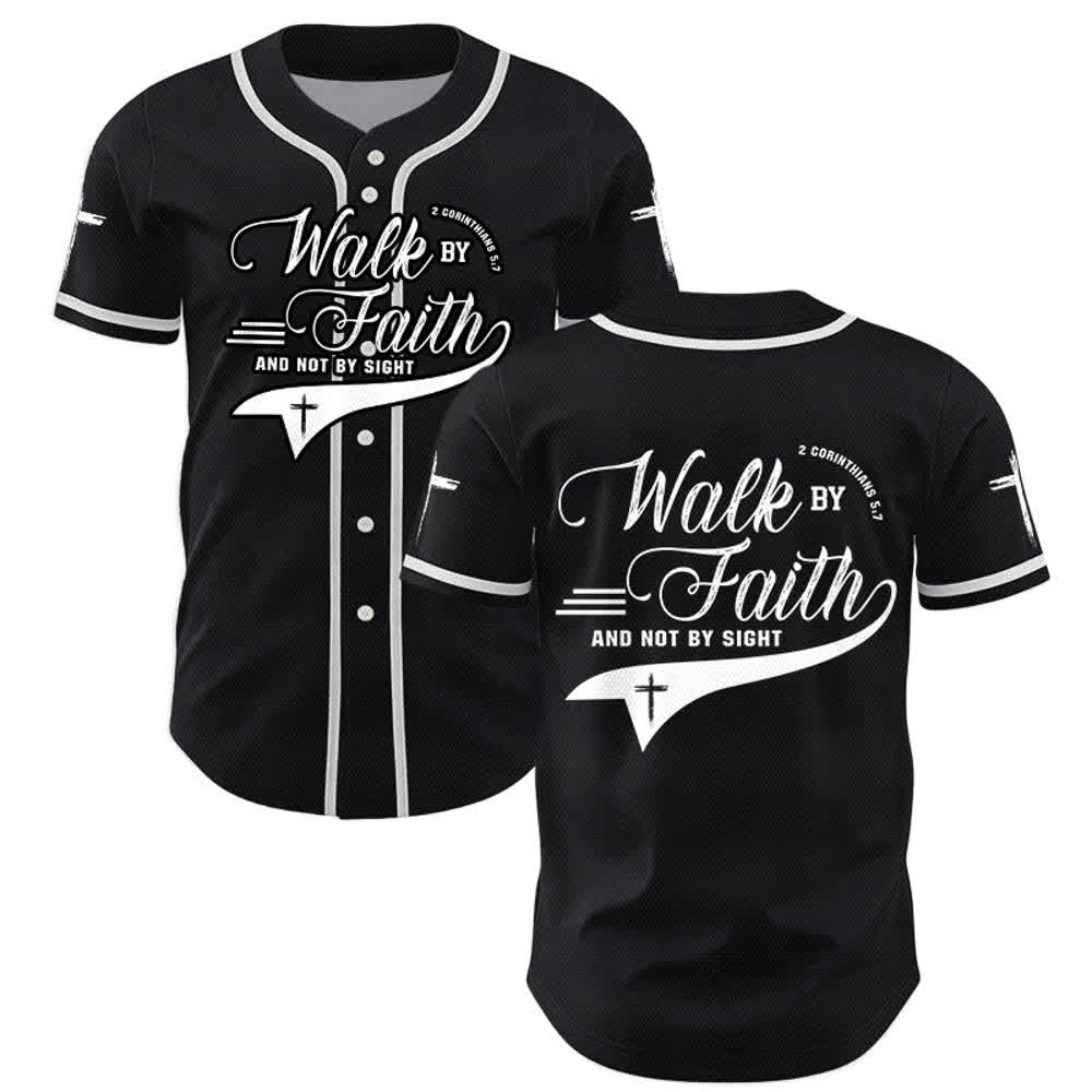 Christianartworkshop 2 Corinthiens 5:7 « Marchez par la foi et non par la vue » Maillot de baseball avec croix - Noir - 5XL - image 14