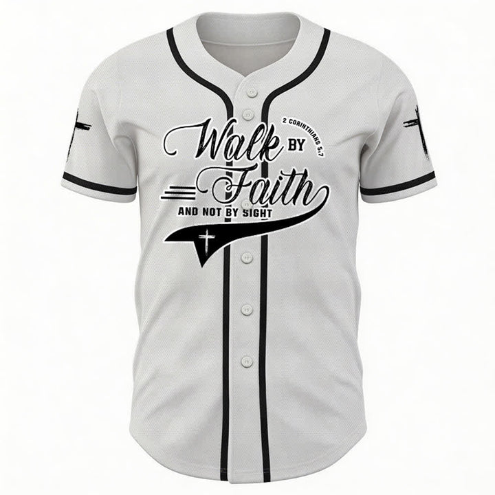 Christianartworkshop 2 Corinthiens 5:7 « Marchez par la foi et non par la vue » Maillot de baseball avec croix - image 8