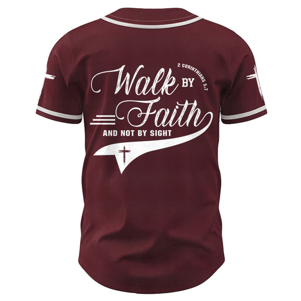 Christianartworkshop 2 Corinthiens 5:7 « Marchez par la foi et non par la vue » Maillot de baseball avec croix - image 37