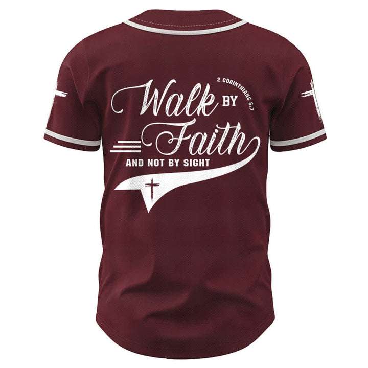 Christianartworkshop 2 Corinthiens 5:7 « Marchez par la foi et non par la vue » Maillot de baseball avec croix - image 37
