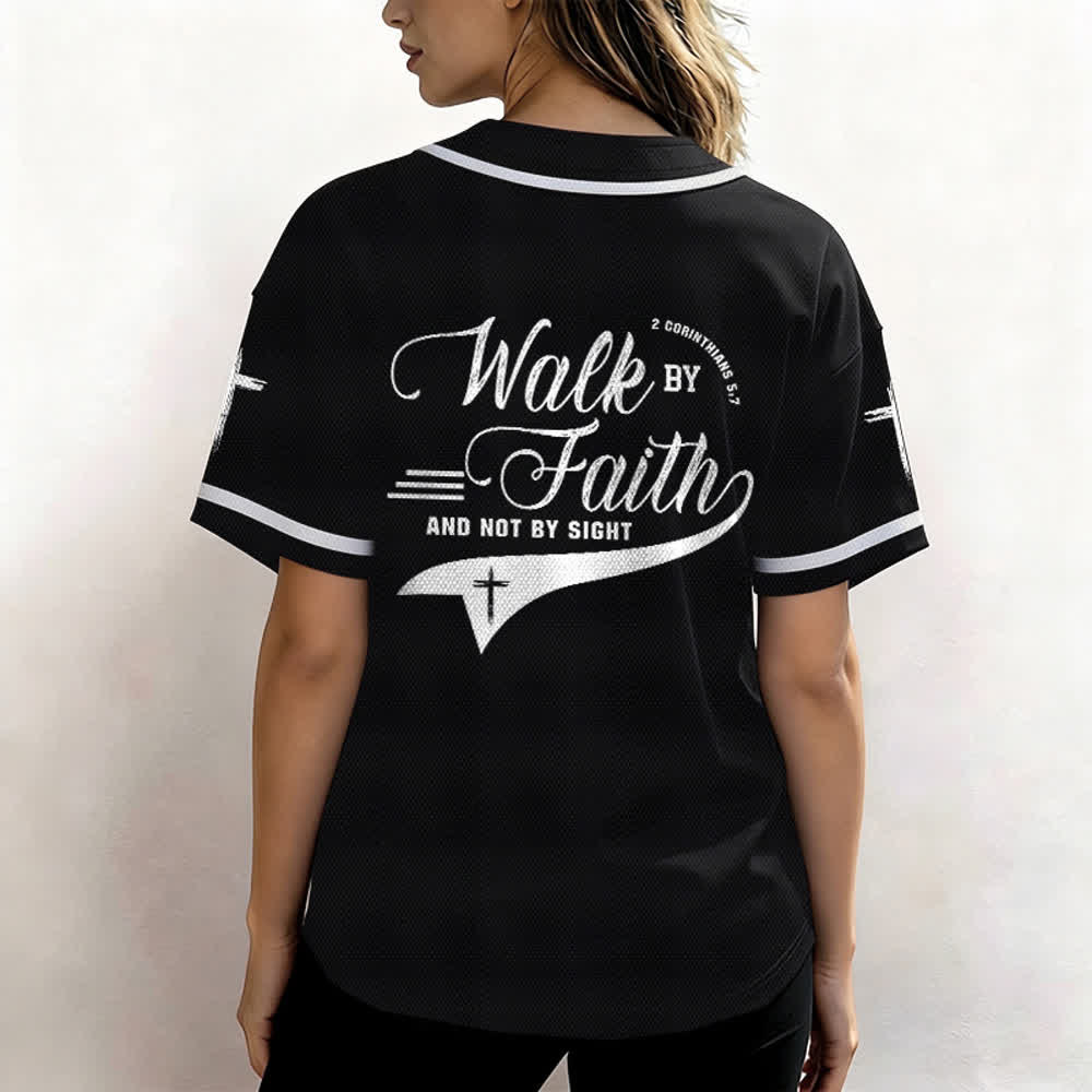 Christianartworkshop 2 Corinthiens 5:7 « Marchez par la foi et non par la vue » Maillot de baseball avec croix - image 18