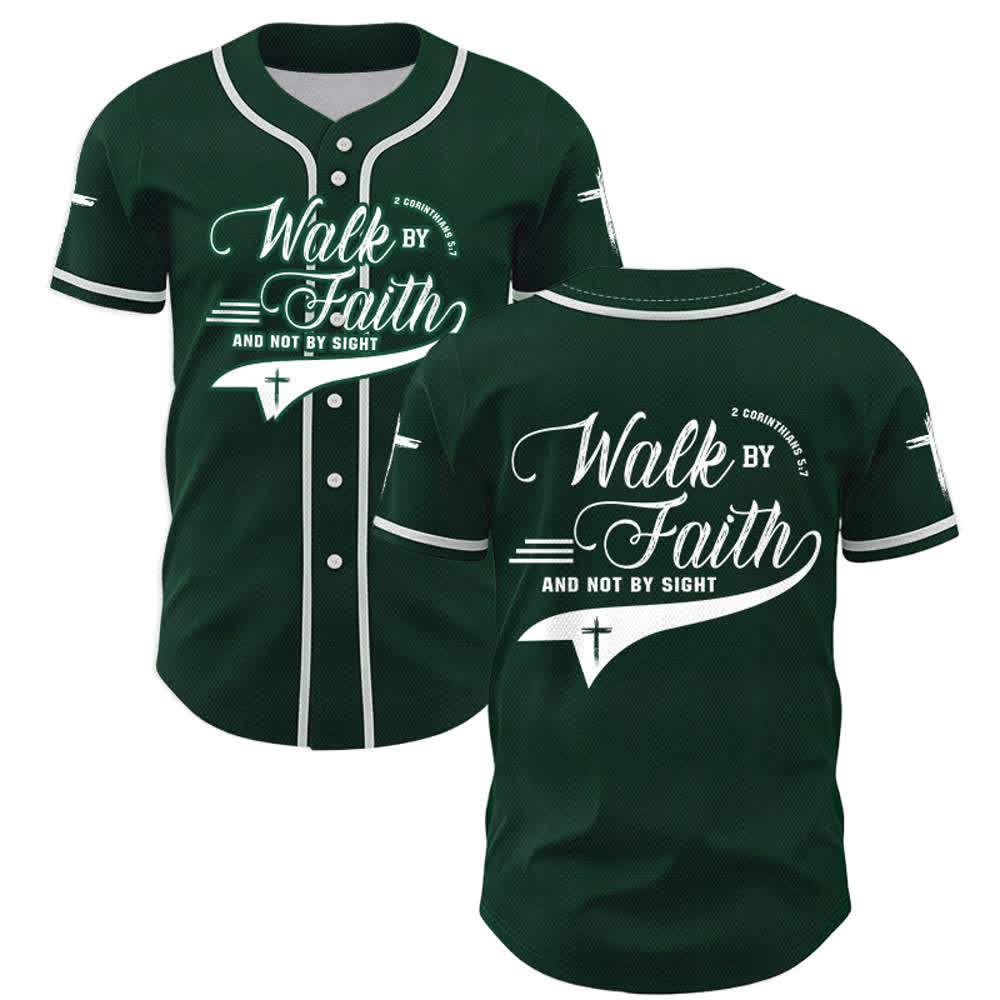 Christianartworkshop 2 Corinthiens 5:7 « Marchez par la foi et non par la vue » Maillot de baseball avec croix - Vert - 5XL - image 49