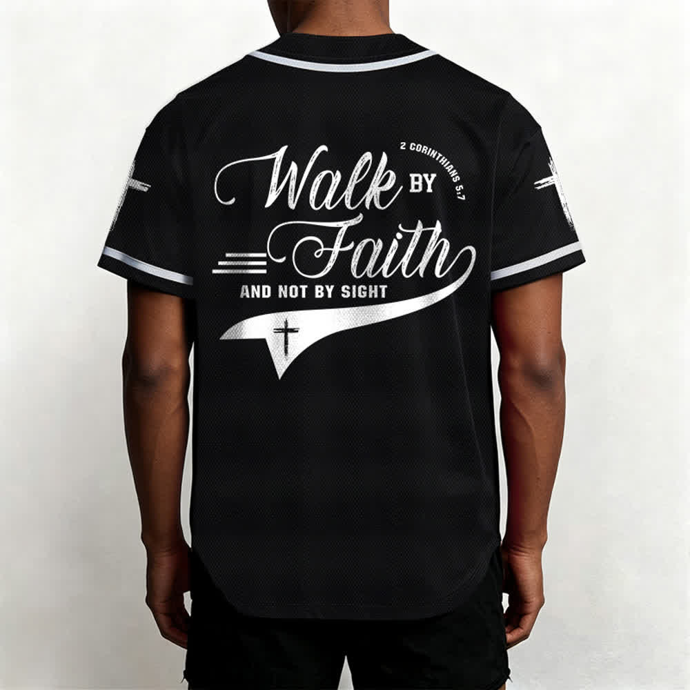 Christianartworkshop 2 Corinthiens 5:7 « Marchez par la foi et non par la vue » Maillot de baseball avec croix - image 20