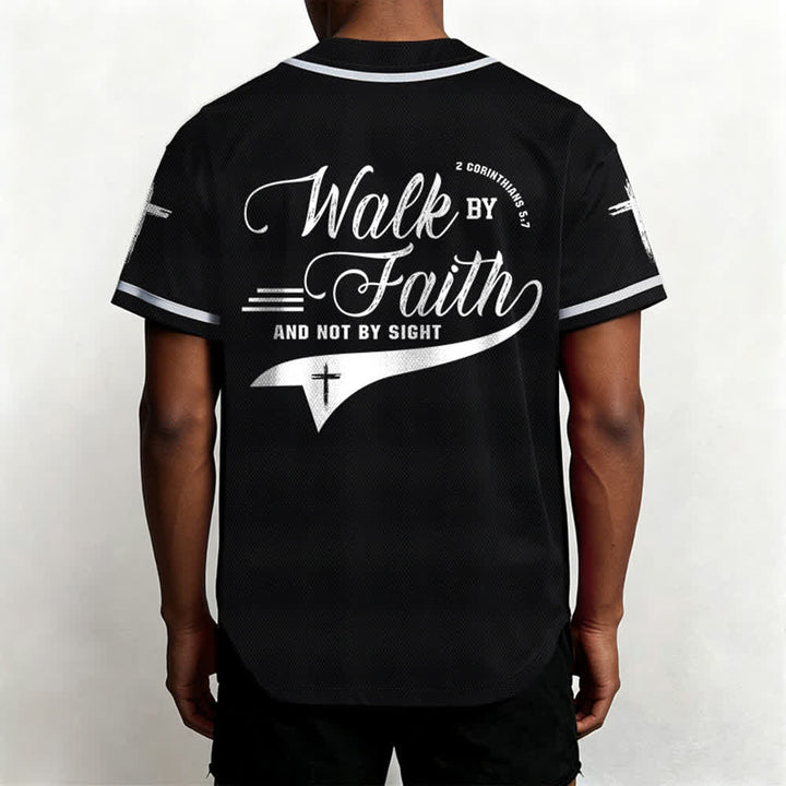 Christianartworkshop 2 Corinthiens 5:7 « Marchez par la foi et non par la vue » Maillot de baseball avec croix - image 20