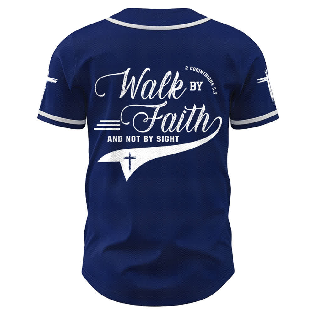 Christianartworkshop 2 Corinthiens 5:7 « Marchez par la foi et non par la vue » Maillot de baseball avec croix - image 2