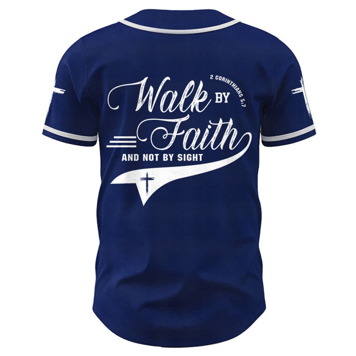 Christianartworkshop 2 Corinthiens 5:7 « Marchez par la foi et non par la vue » Maillot de baseball avec croix - image 2