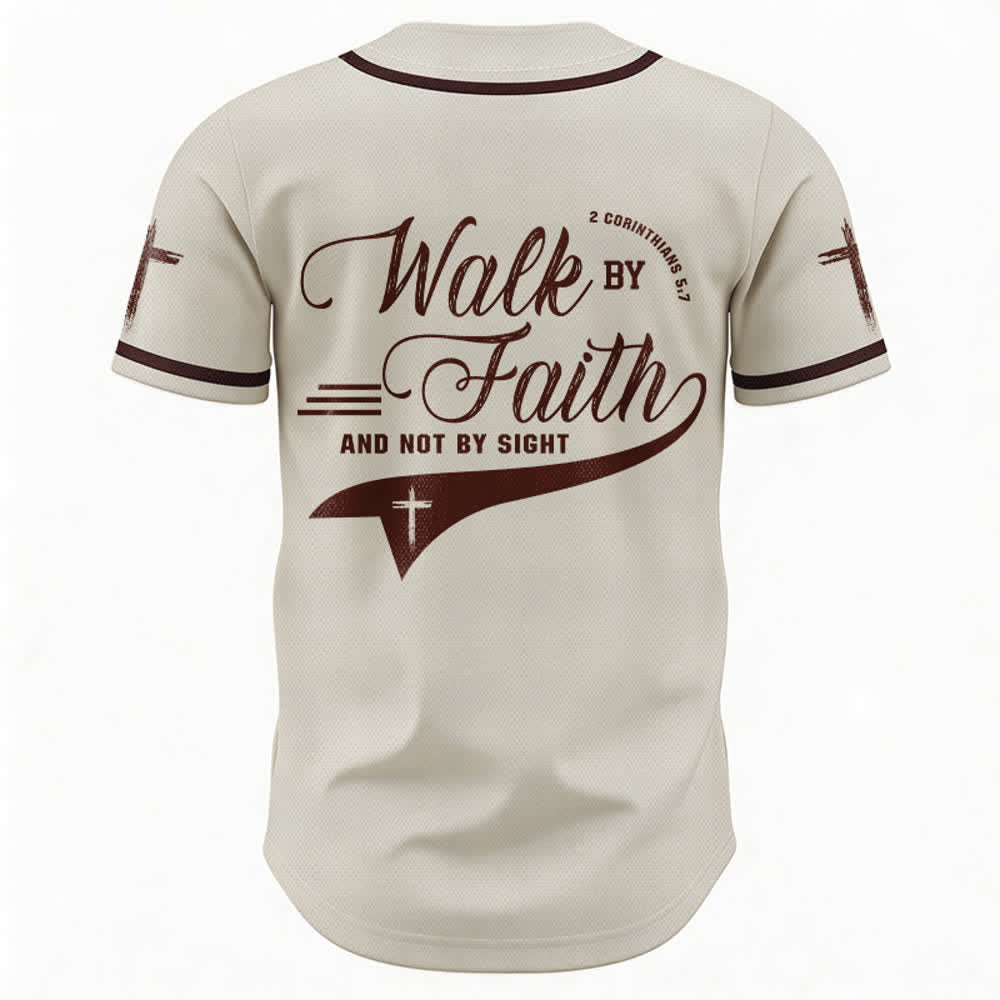 Christianartworkshop 2 Corinthiens 5:7 « Marchez par la foi et non par la vue » Maillot de baseball avec croix - image 23