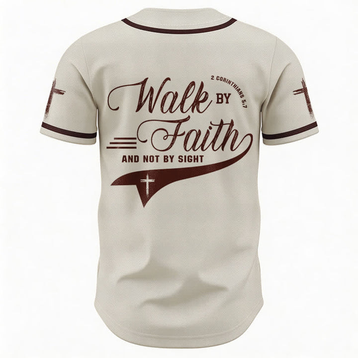 Christianartworkshop 2 Corinthiens 5:7 « Marchez par la foi et non par la vue » Maillot de baseball avec croix - image 23