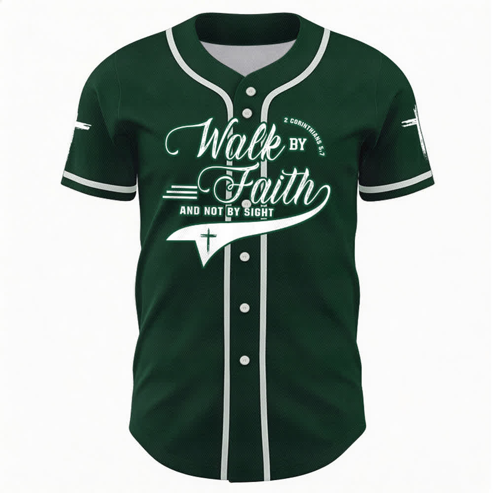 Christianartworkshop 2 Corinthiens 5:7 « Marchez par la foi et non par la vue » Maillot de baseball avec croix - image 50