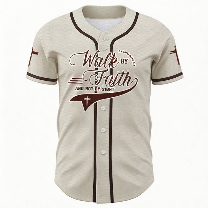 Christianartworkshop 2 Corinthiens 5:7 « Marchez par la foi et non par la vue » Maillot de baseball avec croix - image 22