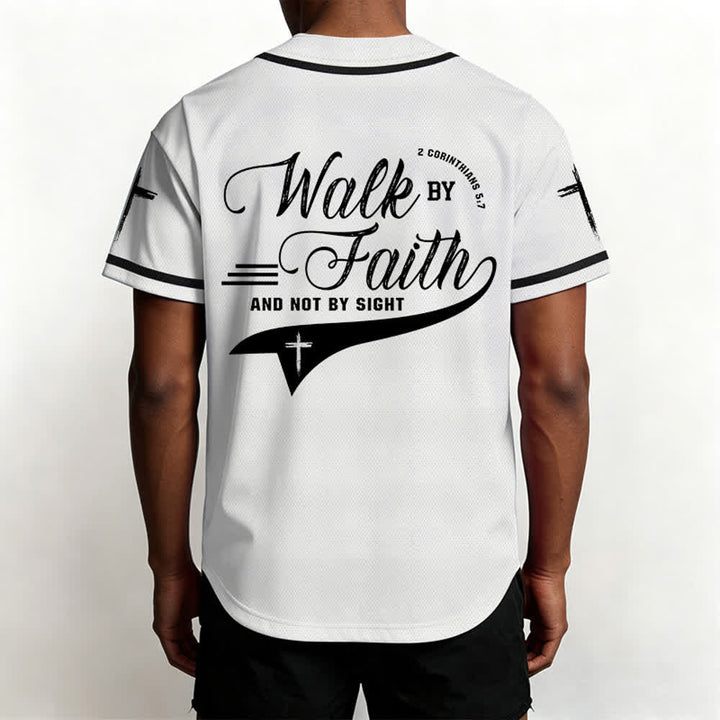 Christianartworkshop 2 Corinthiens 5:7 « Marchez par la foi et non par la vue » Maillot de baseball avec croix - image 13