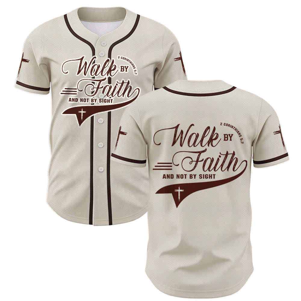 Christianartworkshop 2 Corinthiens 5:7 « Marchez par la foi et non par la vue » Maillot de baseball avec croix - Abricot - 5XL - image 21