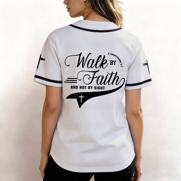 Christianartworkshop 2 Corinthiens 5:7 « Marchez par la foi et non par la vue » Maillot de baseball avec croix - image 11