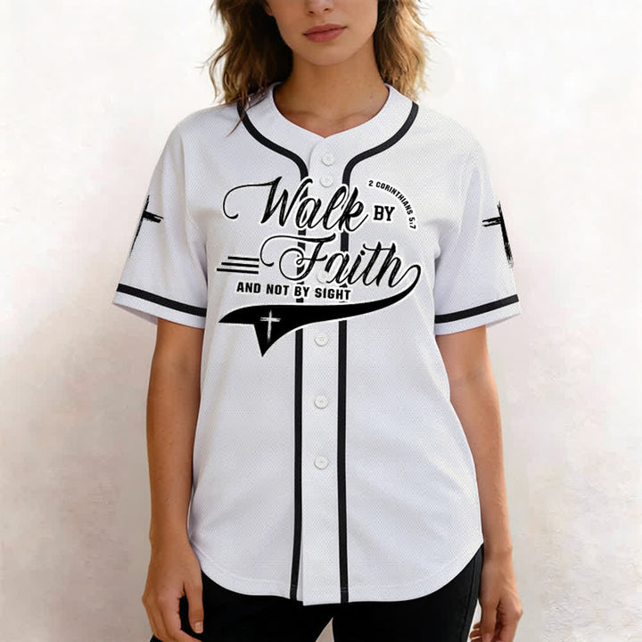Christianartworkshop 2 Corinthiens 5:7 « Marchez par la foi et non par la vue » Maillot de baseball avec croix - image 10