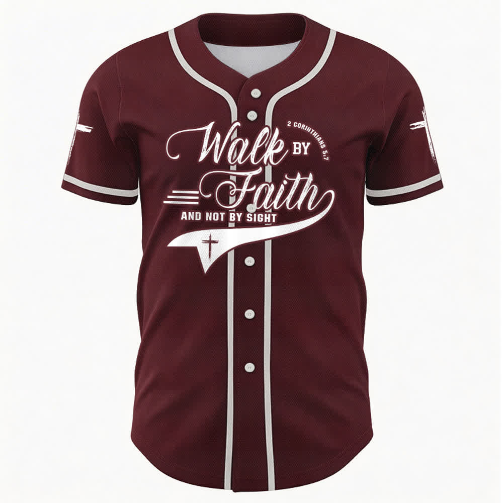 Christianartworkshop 2 Corinthiens 5:7 « Marchez par la foi et non par la vue » Maillot de baseball avec croix - image 36