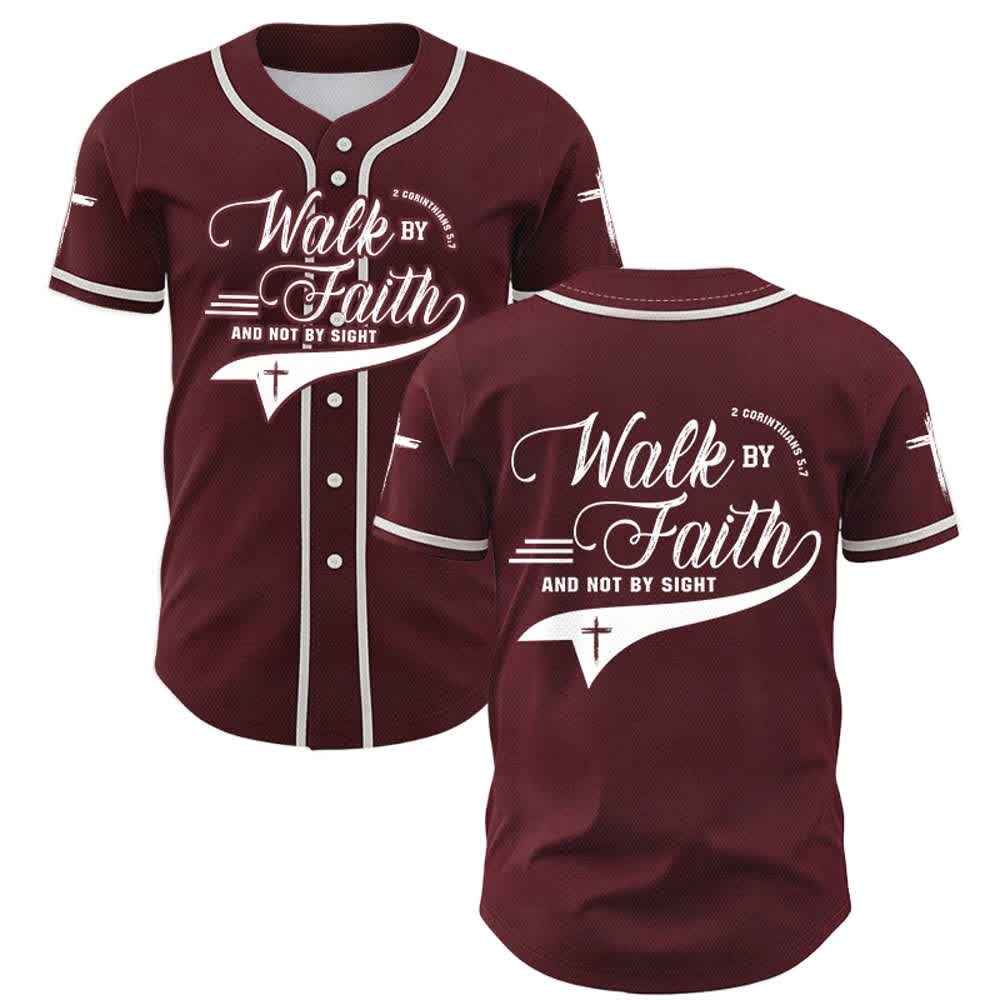 Christianartworkshop 2 Corinthiens 5:7 « Marchez par la foi et non par la vue » Maillot de baseball avec croix - Vin - 5XL - image 35