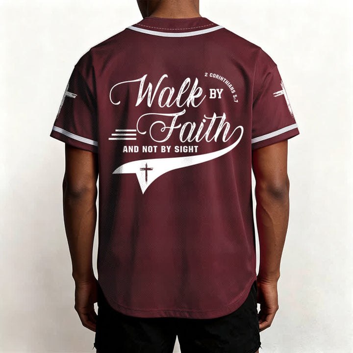 Christianartworkshop 2 Corinthiens 5:7 « Marchez par la foi et non par la vue » Maillot de baseball avec croix - image 41