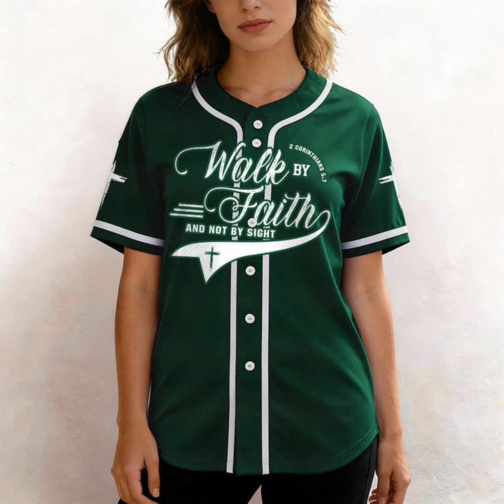 Christianartworkshop 2 Corinthiens 5:7 « Marchez par la foi et non par la vue » Maillot de baseball avec croix - image 52
