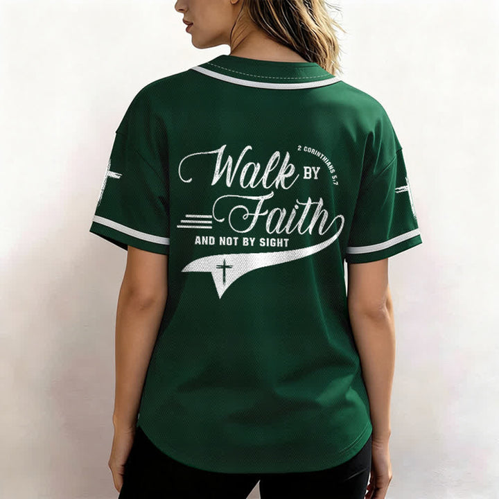 Christianartworkshop 2 Corinthiens 5:7 « Marchez par la foi et non par la vue » Maillot de baseball avec croix - image 53