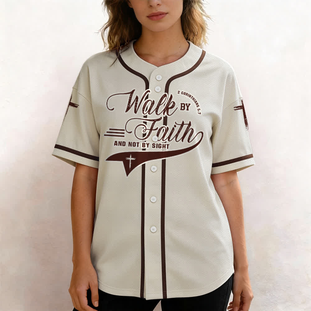 Christianartworkshop 2 Corinthiens 5:7 « Marchez par la foi et non par la vue » Maillot de baseball avec croix - image 24