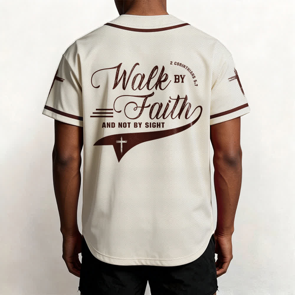 Christianartworkshop 2 Corinthiens 5:7 « Marchez par la foi et non par la vue » Maillot de baseball avec croix - image 27