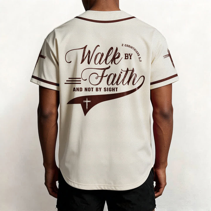 Christianartworkshop 2 Corinthiens 5:7 « Marchez par la foi et non par la vue » Maillot de baseball avec croix - image 27
