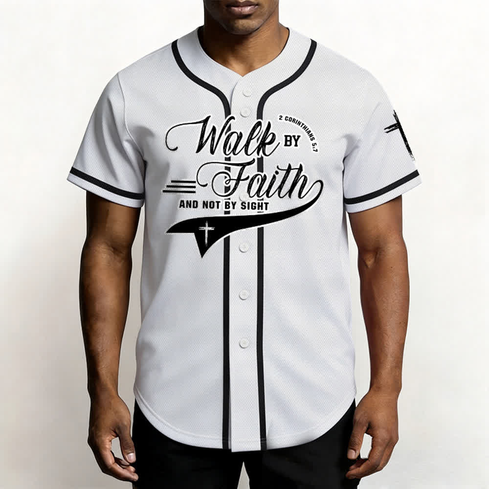 Christianartworkshop 2 Corinthiens 5:7 « Marchez par la foi et non par la vue » Maillot de baseball avec croix - image 12