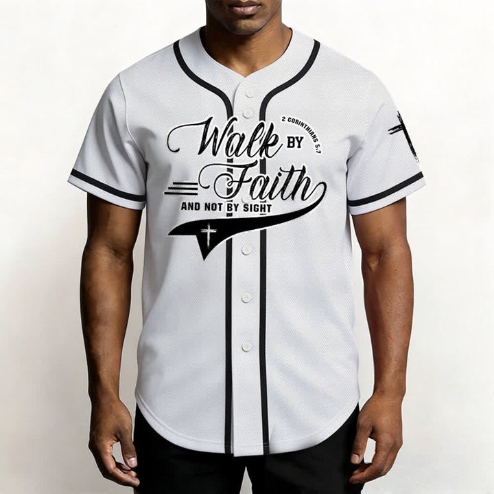 Christianartworkshop 2 Corinthiens 5:7 « Marchez par la foi et non par la vue » Maillot de baseball avec croix - image 12