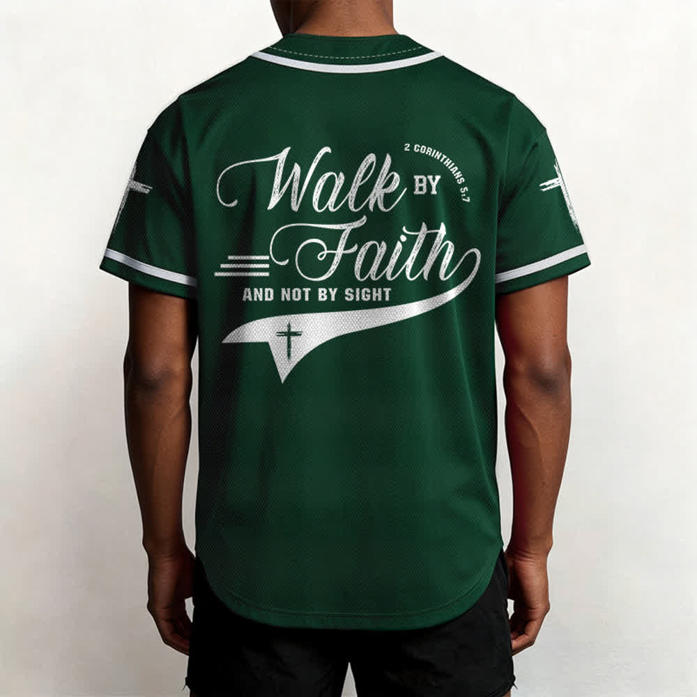 Christianartworkshop 2 Corinthiens 5:7 « Marchez par la foi et non par la vue » Maillot de baseball avec croix - image 55