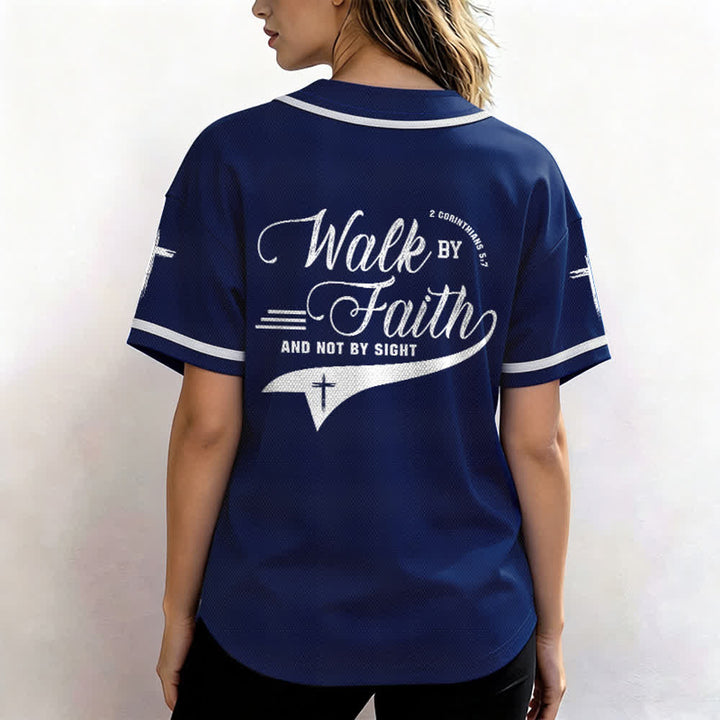 Christianartworkshop 2 Corinthiens 5:7 « Marchez par la foi et non par la vue » Maillot de baseball avec croix - image 6