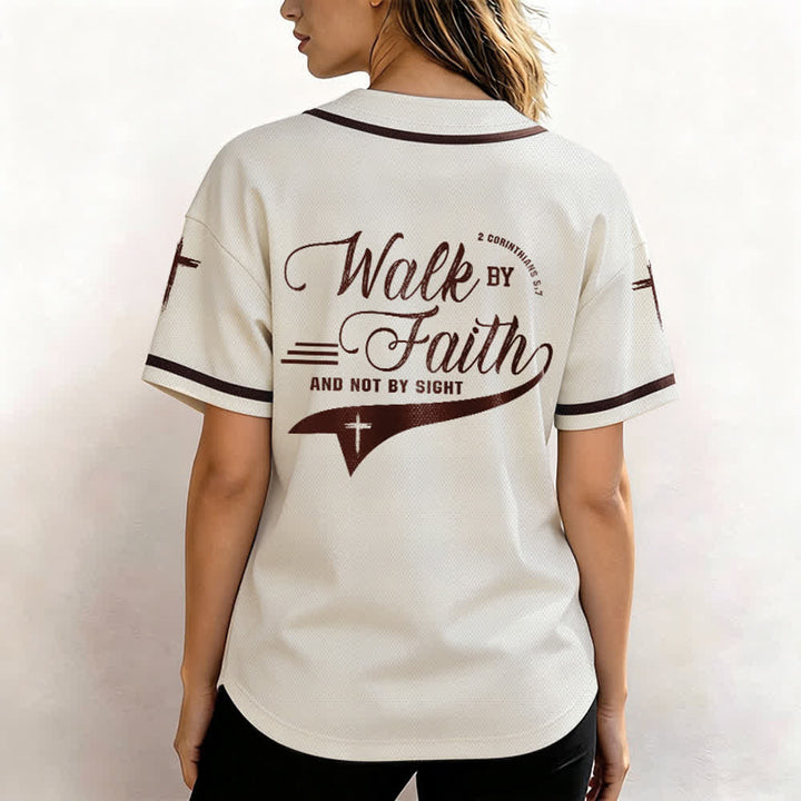 Christianartworkshop 2 Corinthiens 5:7 « Marchez par la foi et non par la vue » Maillot de baseball avec croix - image 25