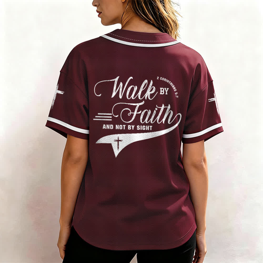 Christianartworkshop 2 Corinthiens 5:7 « Marchez par la foi et non par la vue » Maillot de baseball avec croix - image 39