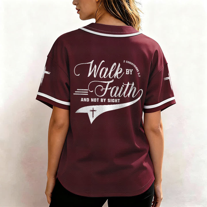 Christianartworkshop 2 Corinthiens 5:7 « Marchez par la foi et non par la vue » Maillot de baseball avec croix - image 39