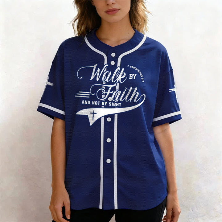 Christianartworkshop 2 Corinthiens 5:7 « Marchez par la foi et non par la vue » Maillot de baseball avec croix - image 5