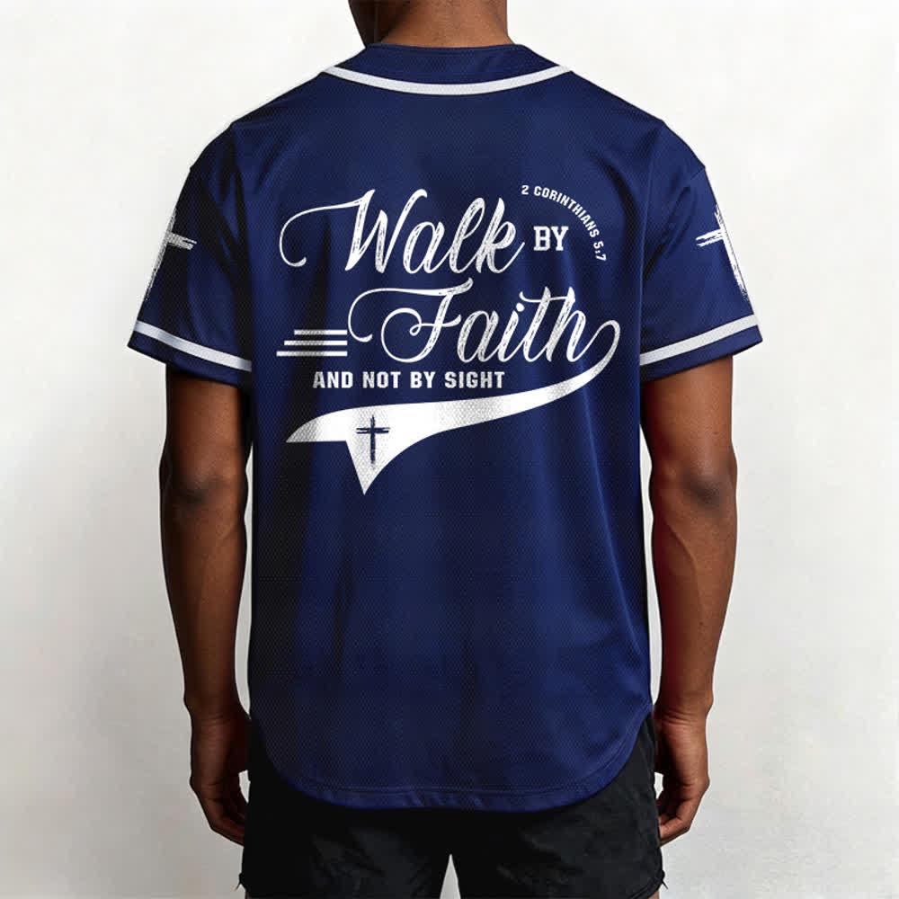 Christianartworkshop 2 Corinthiens 5:7 « Marchez par la foi et non par la vue » Maillot de baseball avec croix - image 4