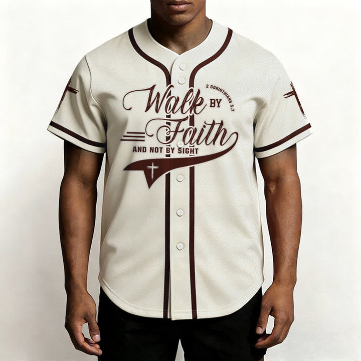 Christianartworkshop 2 Corinthiens 5:7 « Marchez par la foi et non par la vue » Maillot de baseball avec croix - image 26